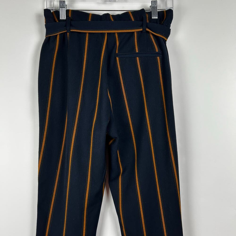 Zara Paperbag Waist Striped Pants High Waist Trousers Career Office Womens Sz XS - Picture 8 of 10